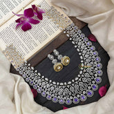 Vriksham Premium Teardrop With Purple Accents American Diamond Bridal Haram-G20243